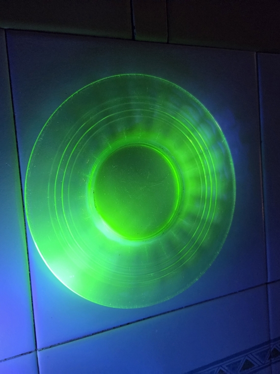 None Other - Vintage Vaseline Uranium Green Glass Trinket Plate